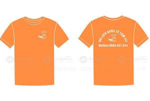 May và in áo phông cổ tròn đồng phục Du lịch quốc tế Tâm Tít