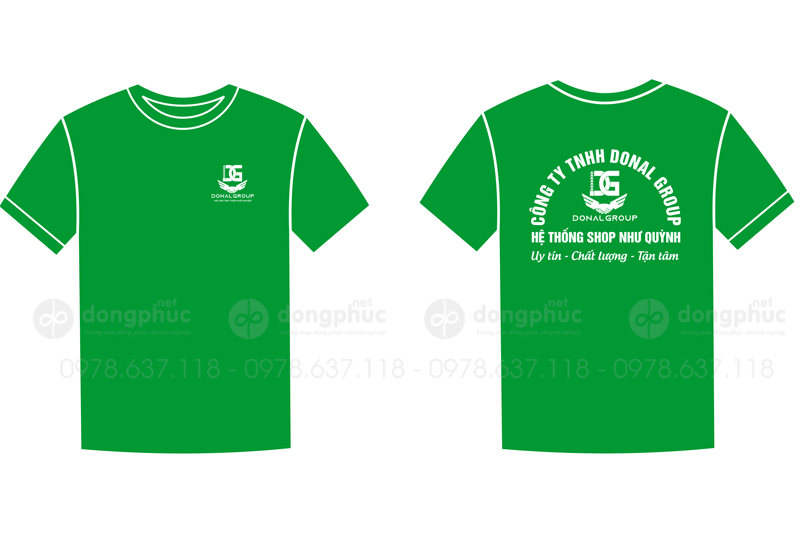 May và in áo phông cổ tròn màu xanh lá cây Công ty Donal Group