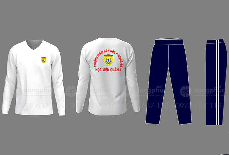May và in áo phông dài tay Trường mầm non Hoa Phượng đỏ Học viện Quân Y