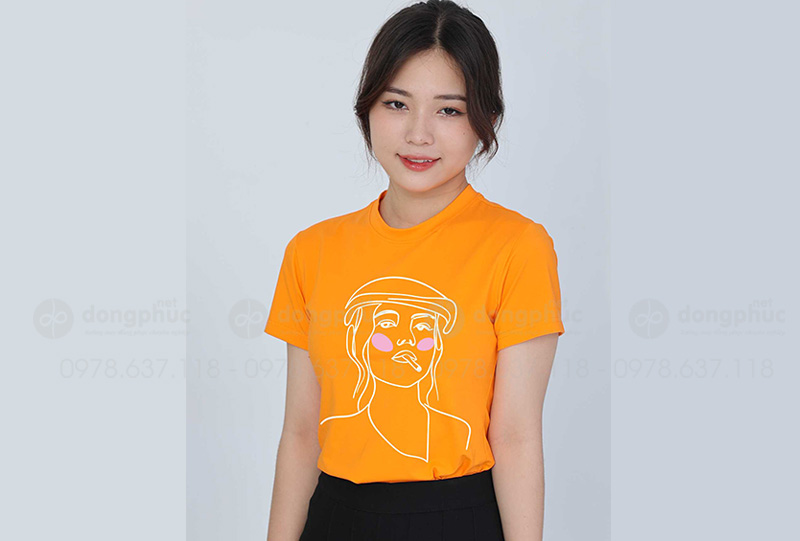 May và in áo phông đồng phục đẹp màu cam