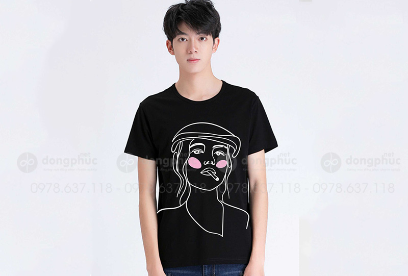 May và in áo phông đồng phục đẹp màu đen