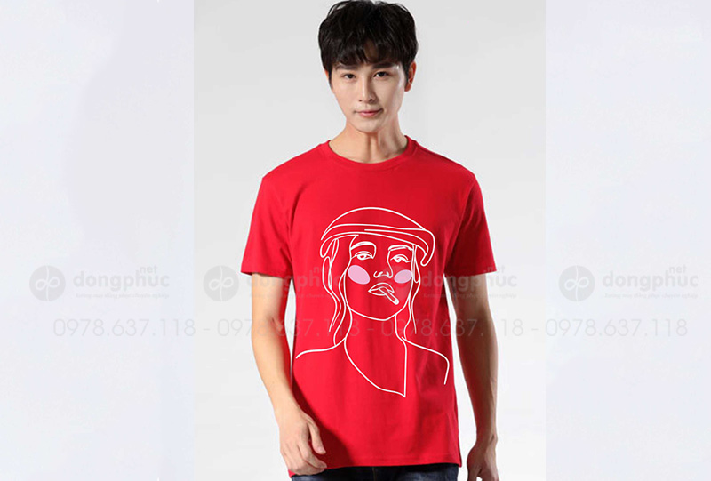 May và in áo phông đồng phục đẹp màu đỏ