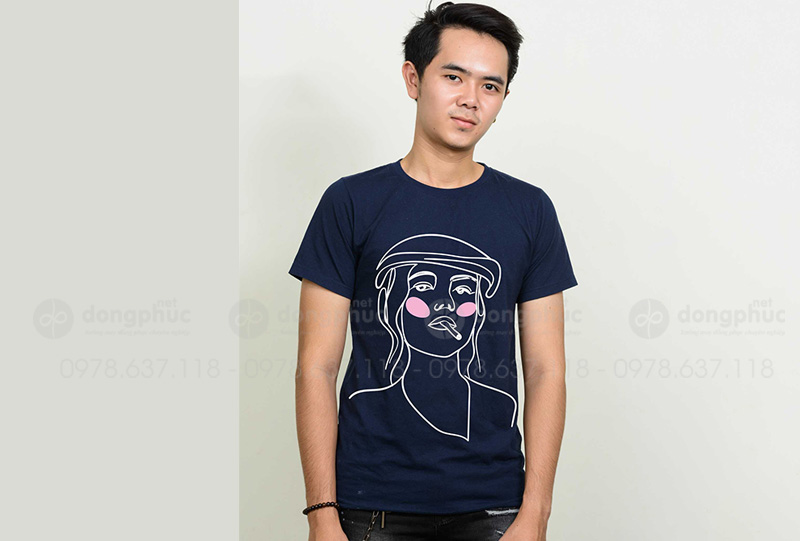 May và in áo phông đồng phục đẹp màu tím than