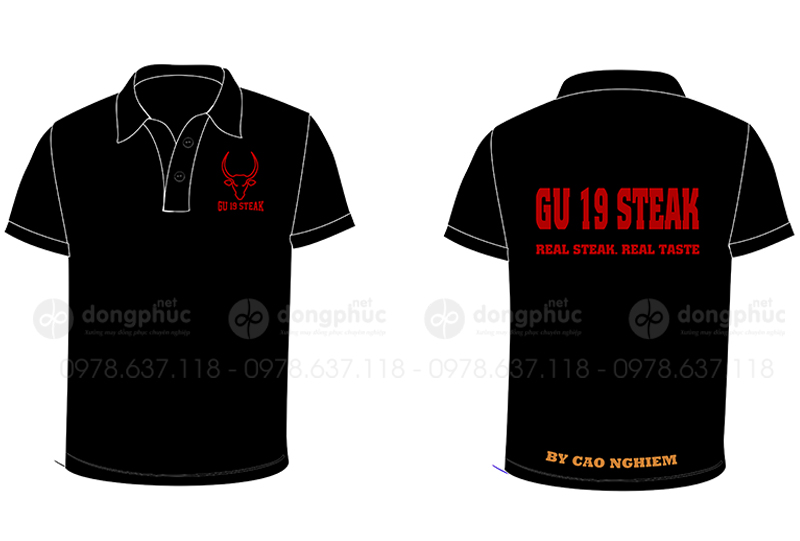 May và in áo phông đồng phục GU 19 Steak