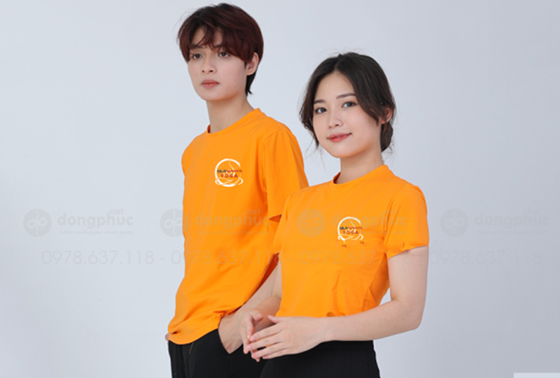 May và in áo phông đồng phục màu cam Yoga