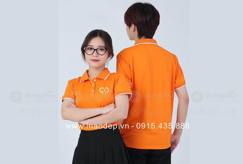 May và in áo phông đồng phục màu cam K17