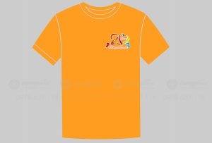 May và in áo phông màu cam kỉ niệm 20 năm ngày cưới