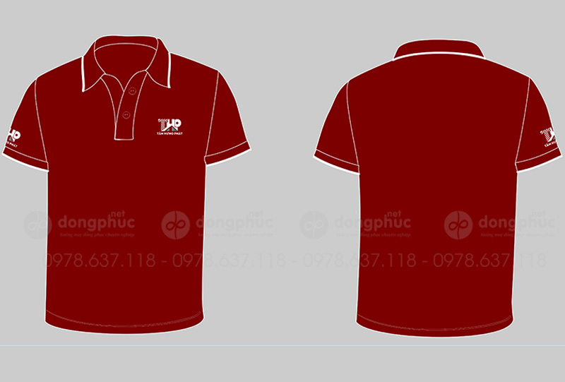 May và in áo phông màu đỏ đô Công ty Tân Hưng Phát