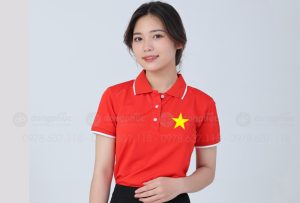 May và in áo phông màu đỏ sao vàng