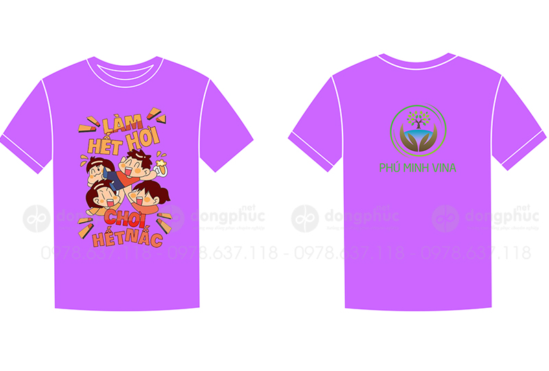 May và in áo phông màu hồng Công ty Phú Minh Vina