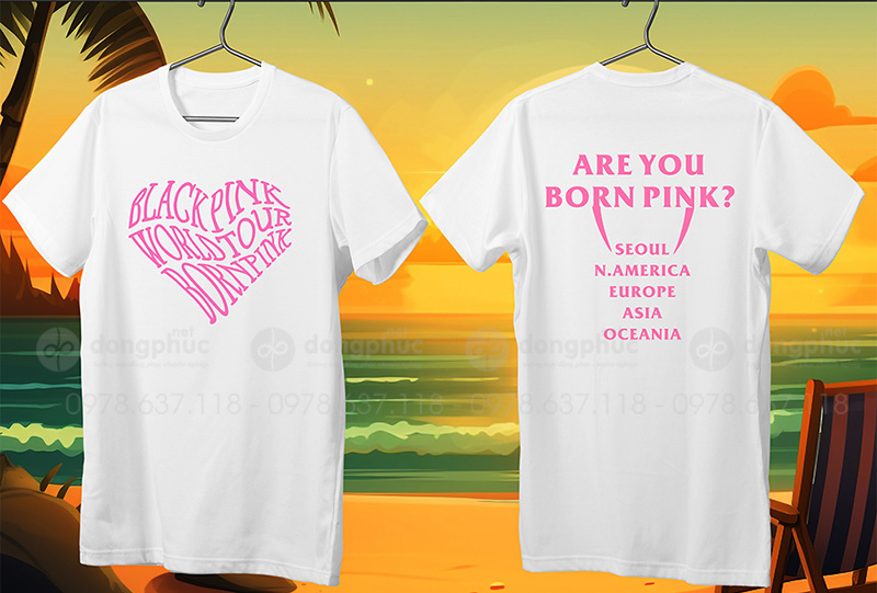 May và in áo phông cổ tròn màu trắng Blackpink