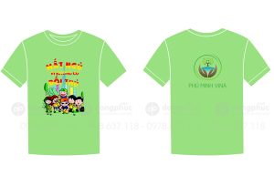 May và in áo phông màu xanh Công ty Phú Minh Vina