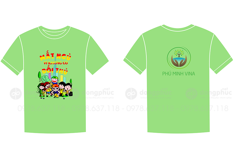 May và in áo phông màu xanh Công ty Phú Minh Vina