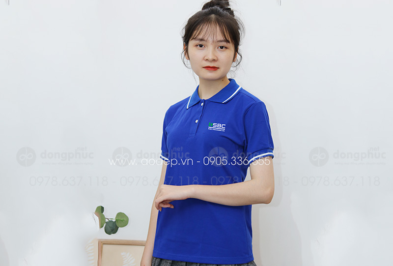 May và in áo phông màu xanh dương Công ty KSBC
