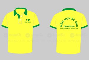 May và in áo phông màu vàng Trường mầm non Bé Ong Hà Nội