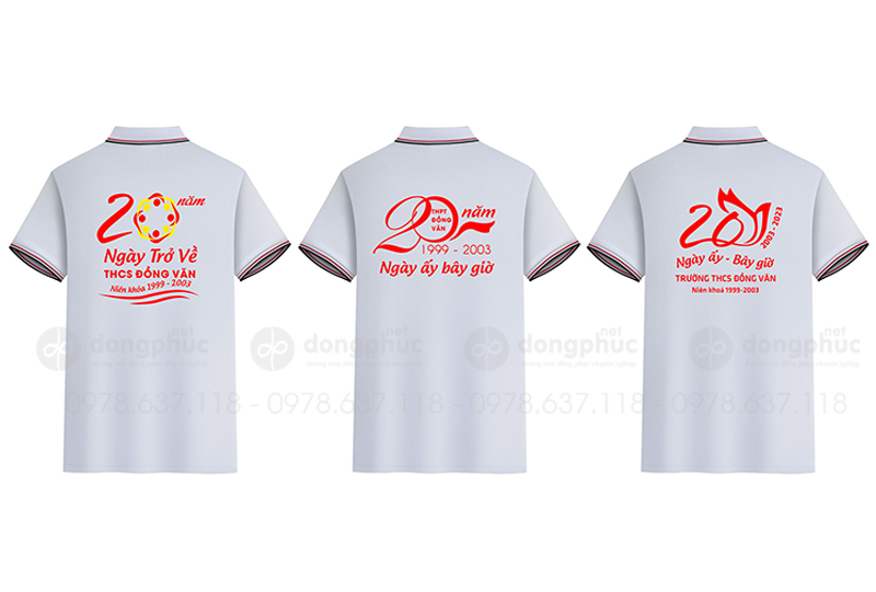 May và in áo phông Trường THCS Đồng Văn kỉ niệm 20 năm