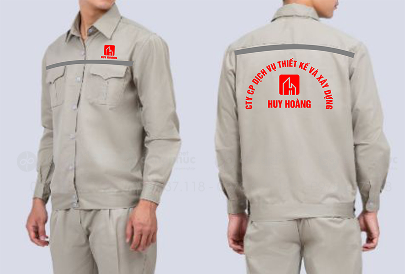 May và in đồng phục bảo hộ Công ty CP dịch vụ thiết kế và xây dựng Huy Hoàng