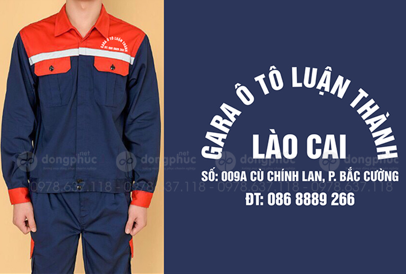 May và in đồng phục bảo hộ Gara ô tô Luận Thành Lào Cai
