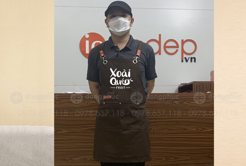 May và in tạp dề Quán Xoài Quéo Fruit