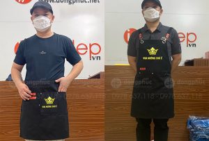 May và in tạp dề màu đen Quán Vua nướng Chú Ề