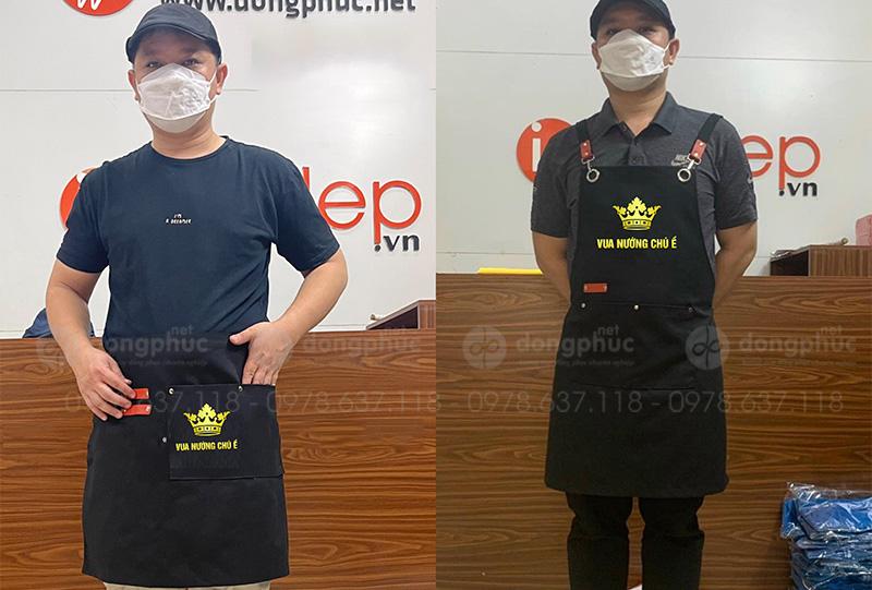 May và in tạp dề màu đen Quán Vua nướng Chú Ề