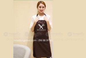 May và in tạp dề màu nâu Tiệm Bbetham Nails