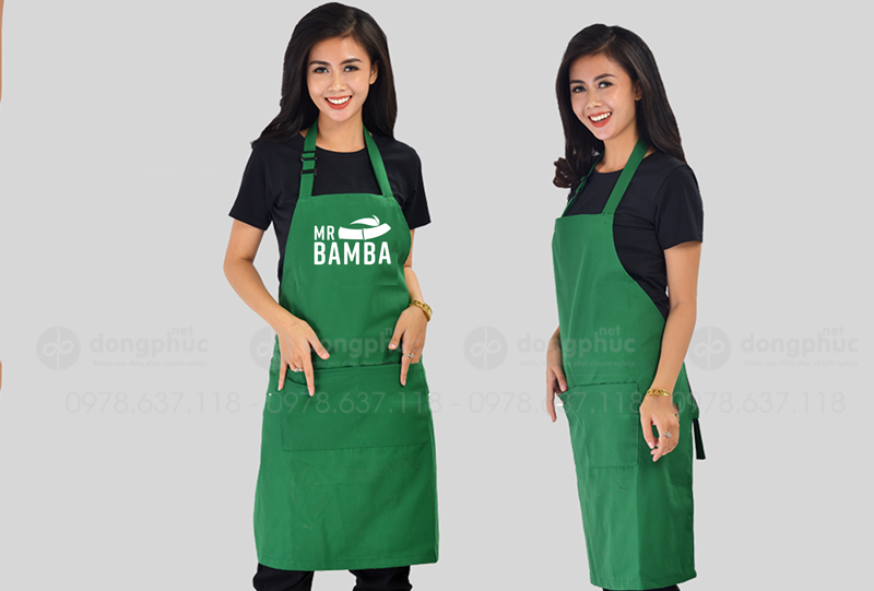 May và in tạp dề Quán Mr Bamba