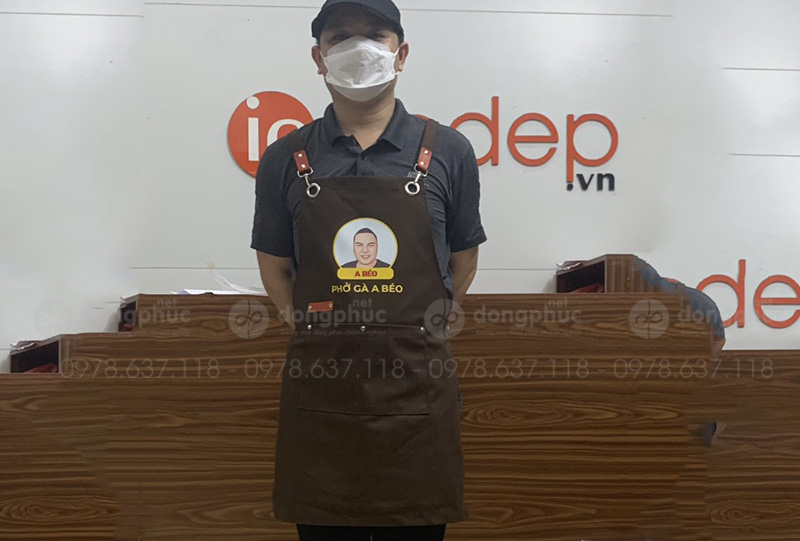 May và in tạp dề Quán Phở gà A Béo