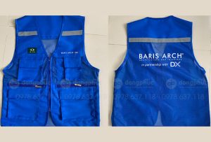 May và in áo gile màu xanh dương Công ty Baris Arch