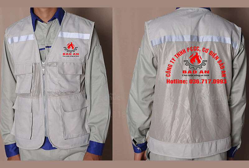 May và in áo gile đồng phục Công ty TNHH PCCC và cơ điện Bảo An