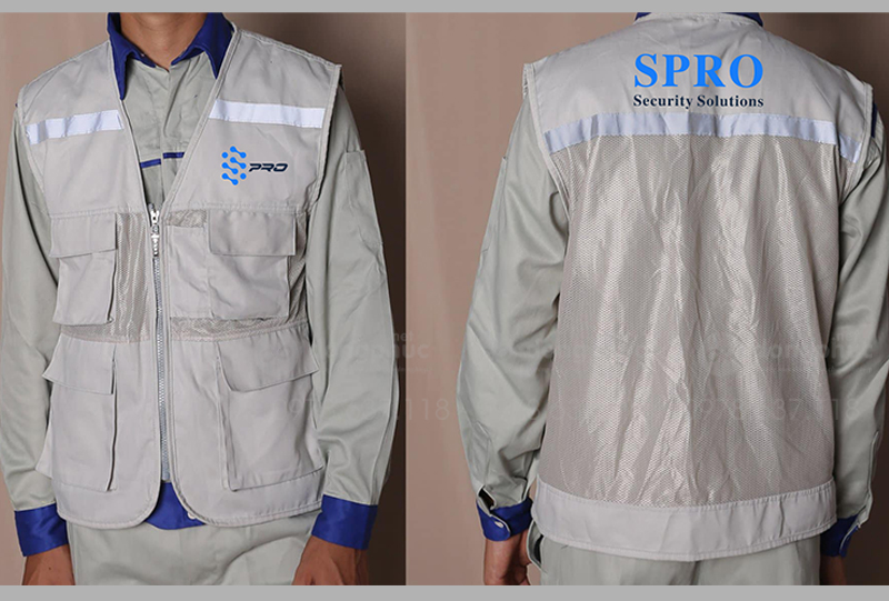 May và in áo gile màu xám nhạt Security Solutions SPRO