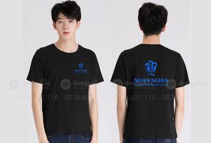 May và in áo phông cổ tròn màu đen Công ty Nhân Nghĩa Corporation