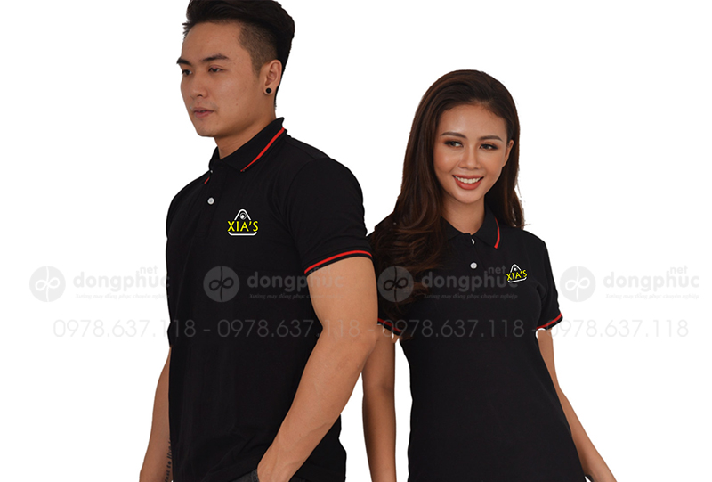 May và in áo phông đồng phục màu đen XIAS