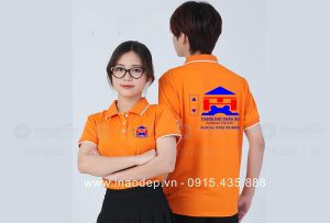May và in áo phông đồng phục màu cam Thang máy Châu Âu