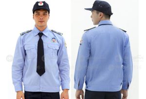 May và in đồng phục bảo vệ màu xanh nhạt Trường Đại học kinh tế Quốc dân