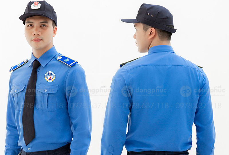 May và in đồng phục bảo vệ màu xanh YA Trường Đại học kinh tế Quốc dân