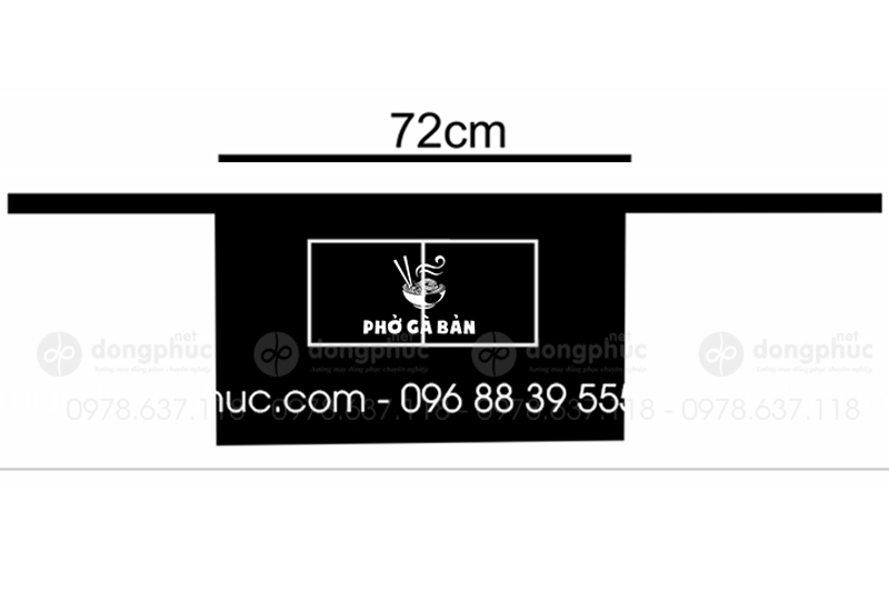 May và in tạp dề dáng ngắn màu đen Quán Phở Gà Bản