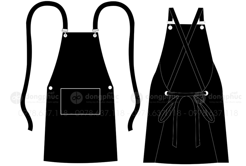 May và in tạp dề dáng yếm màu đen