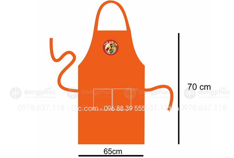 May và in tạp dề màu cam Quán Thế Giới Gà