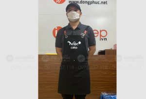 May và in tạp dề màu đen Quán Mộc Coffee