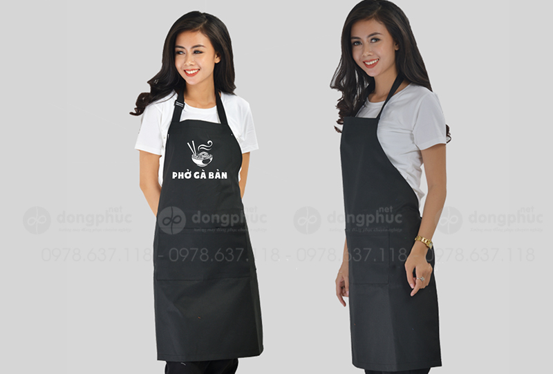 May và in tạp dề màu đen Quán Phở Gà Bản