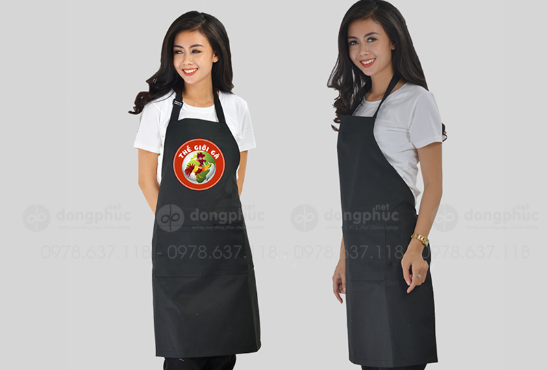 May và in tạp dề màu đen Quán Thế Giới Gà