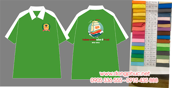 May và In áo màu xanh lá cây phối trắng Lớp 9A2 Lê Hồng Phong