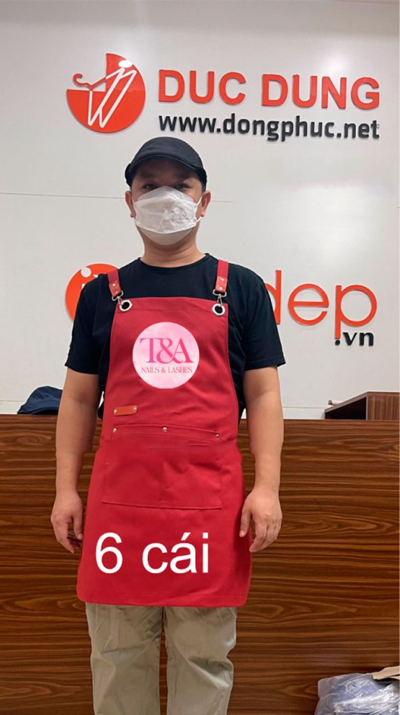 May và In tạp dề Tiệm Nails & Lashes T&A