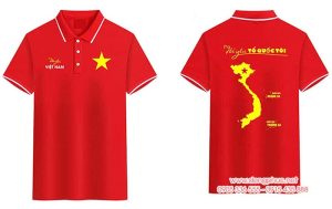 In Áo polo cờ đỏ sao vàng chữ Tôi yêu Việt Nam - Tôi yêu Tổ quốc Tôi