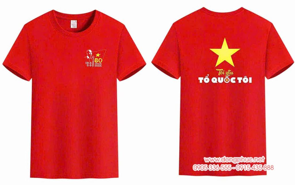 May và In Áo cờ đỏ sao vàng cổ tròn kỉ niệm 80 năm - Tôi yêu Tổ quốc tôi
