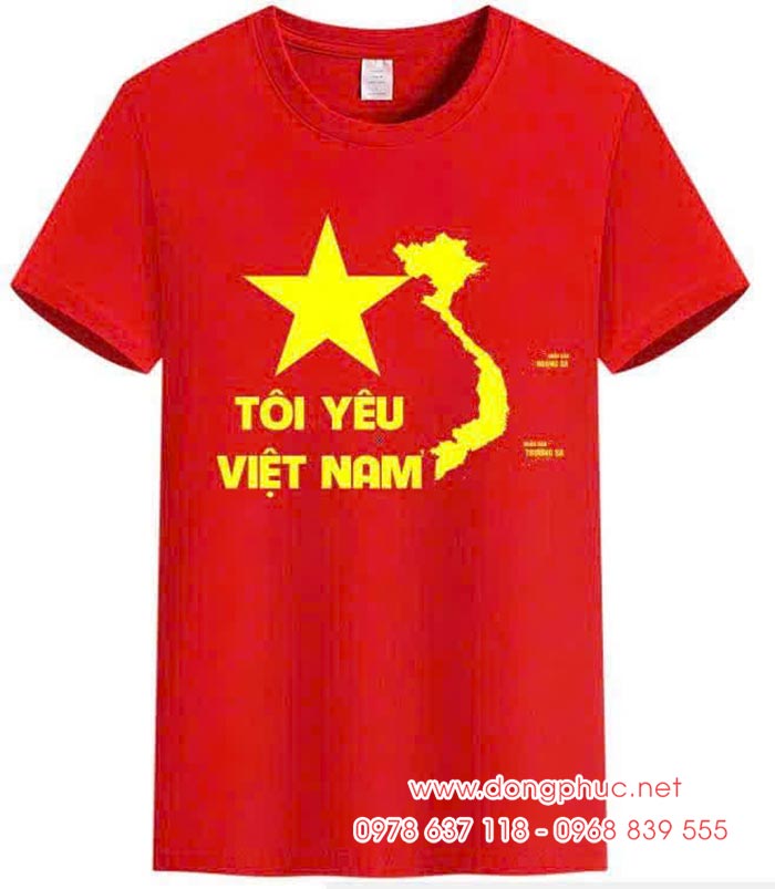 May và In Áo cờ đỏ sao vàng in Tôi yêu Việt Nam cùng hình bản đồ chữ S