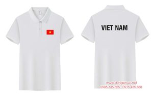 May và In Áo phông màu trắng in lá cờ đỏ sao vàng cùng chữ Viet Nam