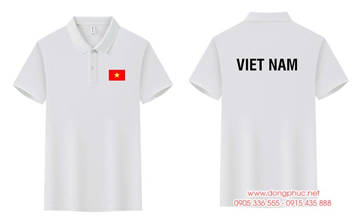May và In Áo phông màu trắng in lá cờ đỏ sao vàng cùng chữ Viet Nam