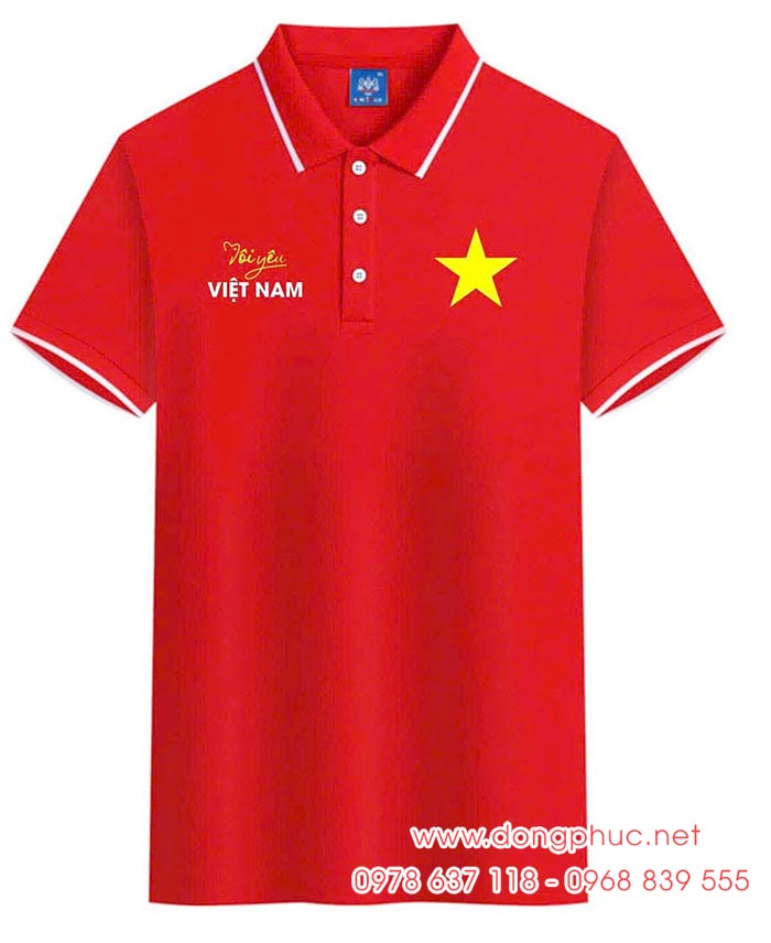 May và In Áo polo cờ đỏ sao vàng In Tôi yêu Việt Nam
